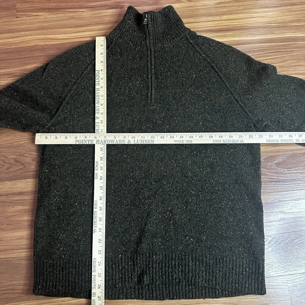 Banana Republic Sweater Mens Large Green Donagal 1/4 Zip Wool Cashmere Winter